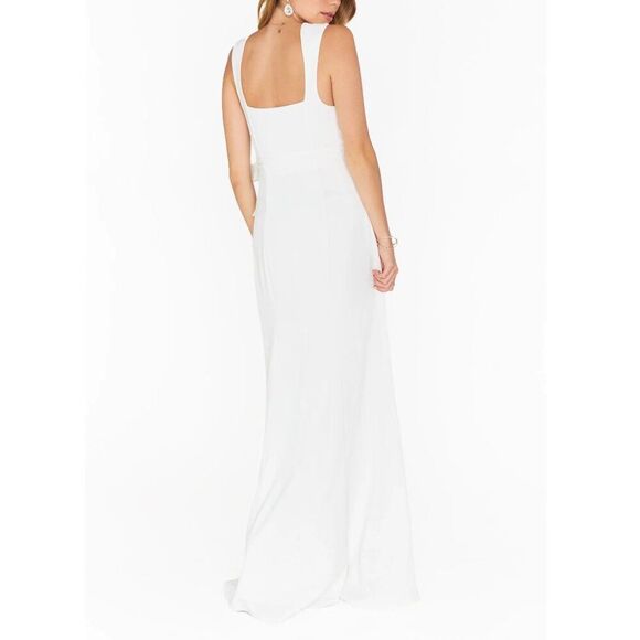 Show Me Your MuMu Paris Maxi Slit Gown White Stretch M - Picture 2 of 13